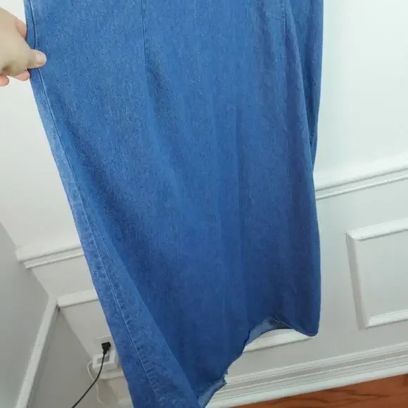 Vintage 2X Denim Midi Maxi Dress Teacher Prairie Cottagecore 90s Cotton Country - Picture 5 of 8